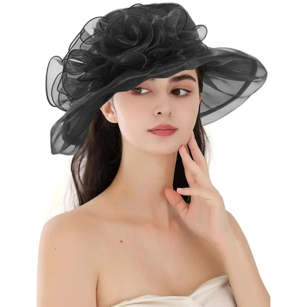 9293 Women's Organza Cloche Bowler Hat Derby Fascinator For Tea Party